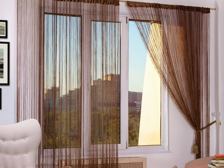 Штора-Серпанок однотонна з люрексом 3,00 м х 2,90 м коричневий ( 841430007 ) - зображення 2
