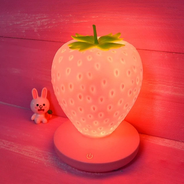 Силиконовый LED светильник-ночник с аккумулятором Клубника. Красный - изображение 8