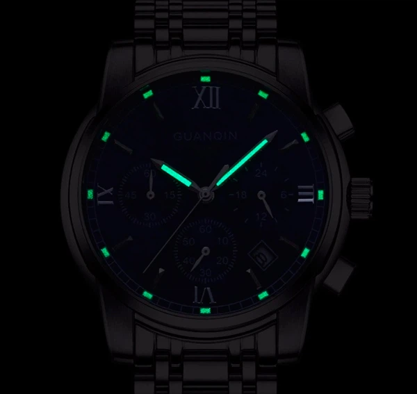 Чоловічий класичний кварцовий годинник Guanquin Liberty Blue 8802 - зображення 8