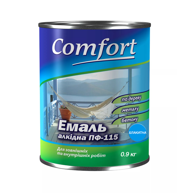 Емаль алкідна ПФ-115 Comfort блакитна глянцева 0.9 кг - зображення 1