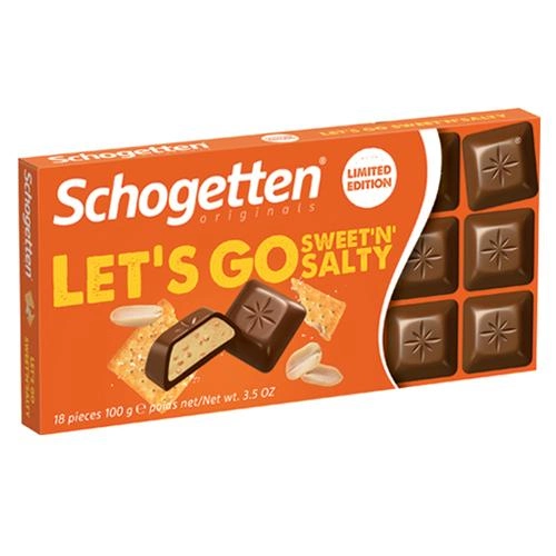 Шоколад молочный с карамелью и соленым крекером Schogetten LET`S GO Sweet`N`Salty 100г (00-00001251) - изображение 1