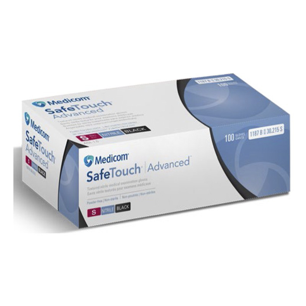 Перчатки SafeTouch Advanced Black Medicom нитриловые без пудры размер XS 100 штук - изображение 2