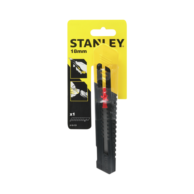 Нож строительный канцелярский с выдвижным лезвием 18мм Stanley (0-10 ...