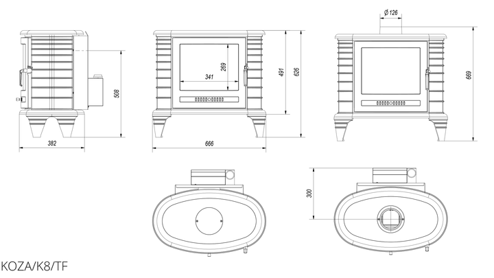 Опалювальна піч Kratki KOZA K8 TURBOFAN - изображение 3