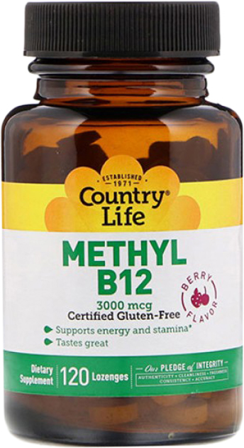 Витаминно-минеральный комплекс Country Life Methyl B12 3000 мкг 120 ...