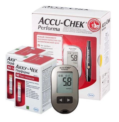 Набор! Глюкометр для определения глюкозы в крови "Акку Чек Перформа" Accu Chek Performa + 100 тест-полосок - изображение 1