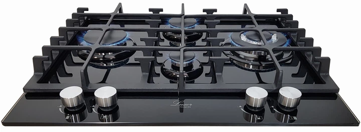 Варочная поверхность газовая Luxor RG 650 BGL SS Wok + круглая подставка WOK в подарок, черный - изображение 3