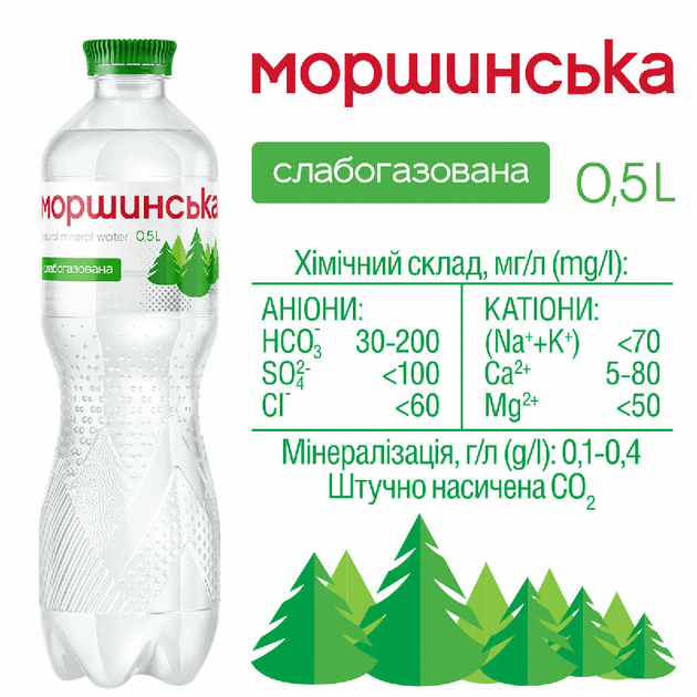 Упаковка мінеральної природної столової слабогазованої води "Моршинська" 0,5 л х 12 пляшок - зображення 2