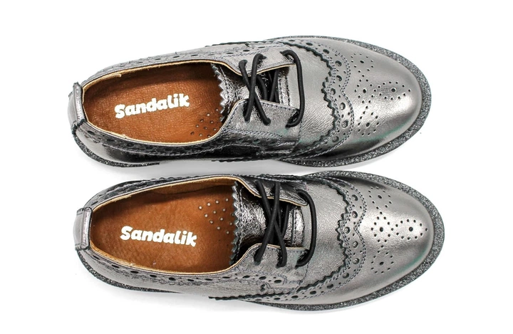 Туфли-окcфорды Sandalik 32(р) цвета никель. (107-831) - Фото 4 Туфли-окcфорды Sandalik 32(р) цвета никель. (107-831) - изображение 4