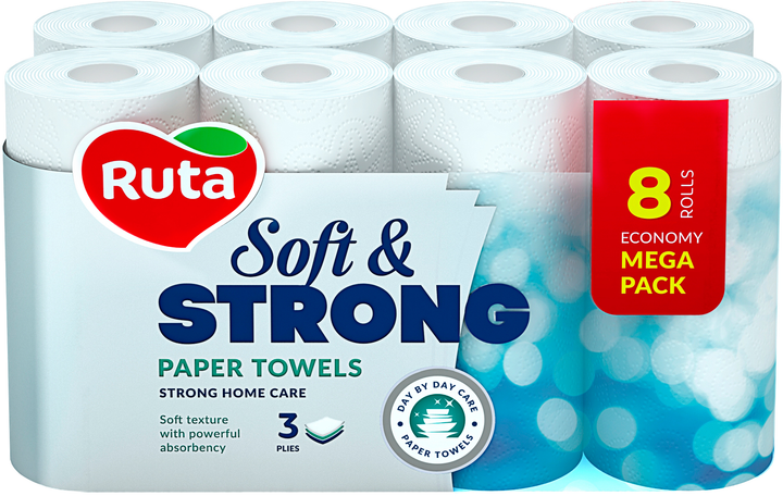 Паперові рушники Ruta Soft & Strong 3 шари 8 рулонів (4820202891079_1) - зображення 1