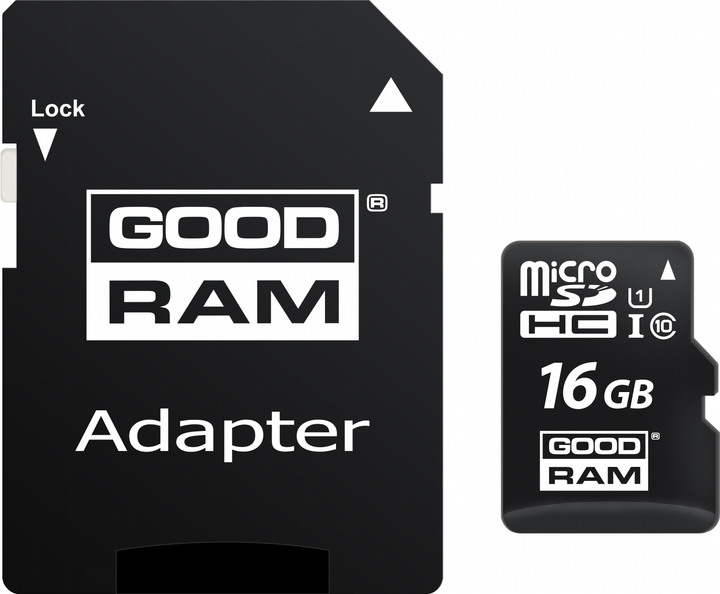 Карта памяти Goodram microSDHC 16GB UHS-I class 10 + adapter (M1AA-0160R12) - изображение 1