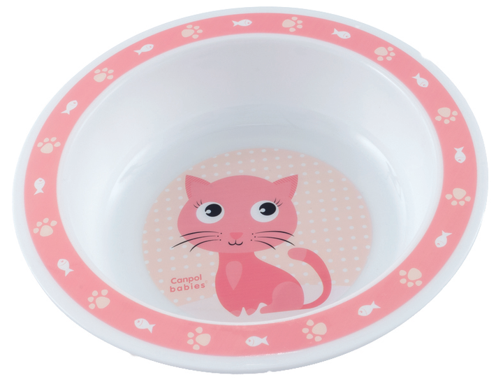 Тарелка пластиковая Canpol Babies Cute Animals Котик 270 мл Розовая (4/ ...