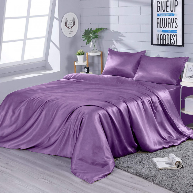 Акція на Комплект постільної білизни Zastelli Двоспальний 175x210 см Light Lilac Штучний шовк від Rozetka