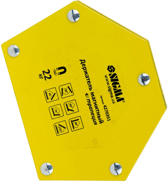 Магнітний фіксатор Sigma трапеція 22 кг 90х54х54х43 мм (30°, 45°, 60°, 90°, 75°, 135°) (4270351) - зображення 2
