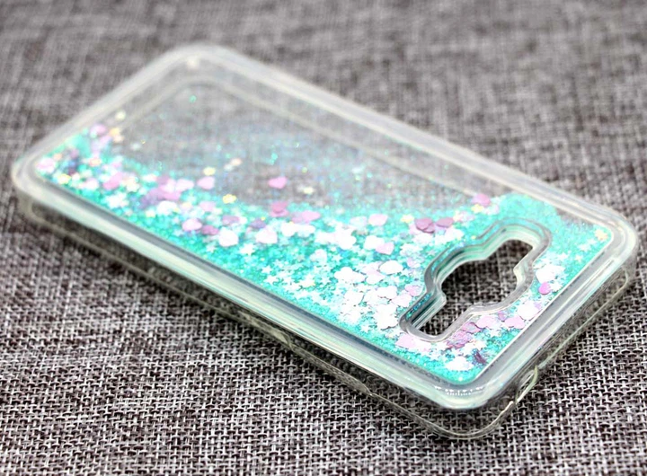 Чохол Glitter для Samsung Galaxy J3 2016 / J300 / J320 Бампер рідкий блиск бірюзовий Без бренду - зображення 3