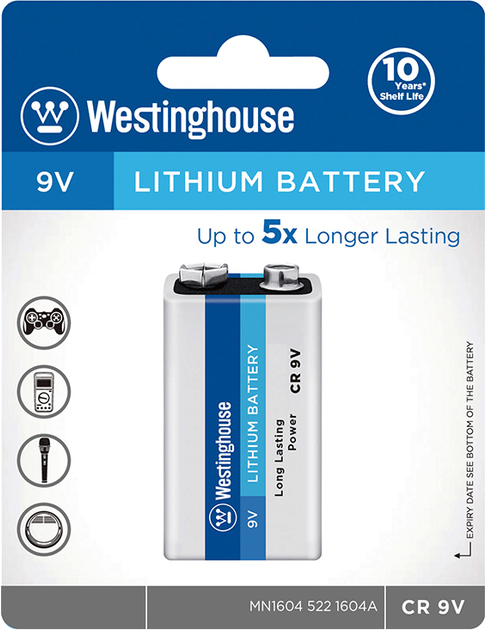 Литиевая батарейка Westinghouse Lithium CR9V Крона 1 шт (889554005712 ...