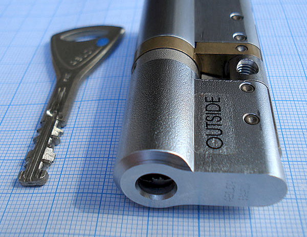 Цилиндр Abloy Protec2 HARD 63 мм (32х31) ключ/ключ матовый хром - изображение 3