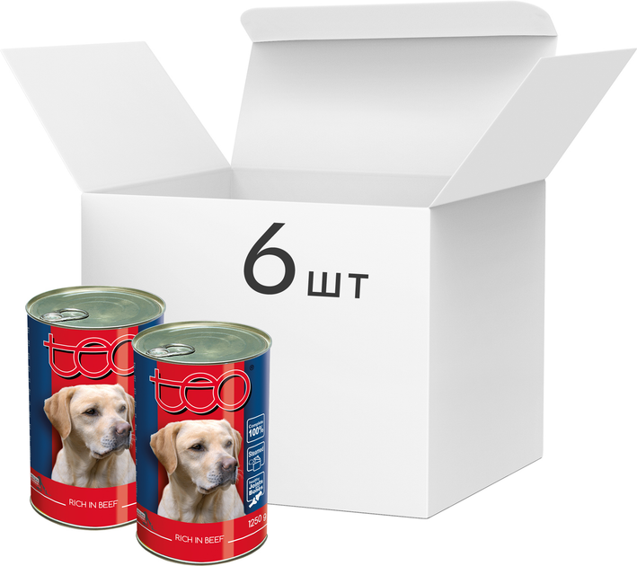 Упаковка влажного корма для взрослых собак TEO со вкусом говядины 1.25 ...