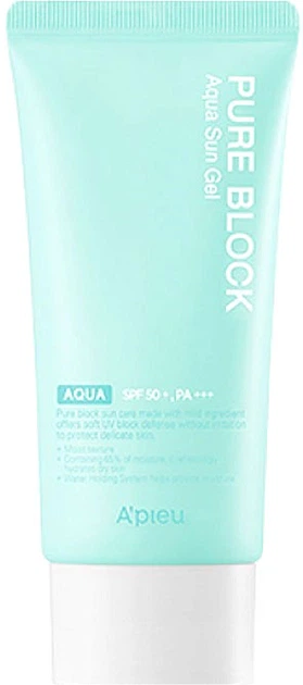 Солнцезащитный гель A'pieu Pure Block Aqua Sun Gel SPF50/PA+++ 50 мл (8809581450646) - Фото 1 Солнцезащитный гель A'pieu Pure Block Aqua Sun Gel SPF50/PA+++ 50 мл (8809581450646) - изображение 1