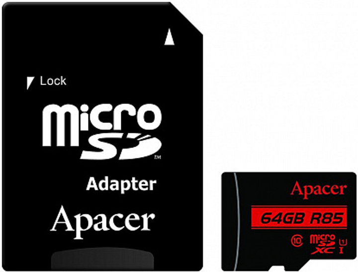 Карта памяти Apacer microSDHC/SDXC class 10 UHS-1 SD adapter 64Gb - изображение 1