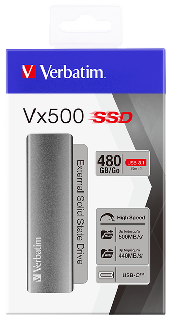 SSD диск Verbatim Vx500 480GB USB 3.1 Type-C (47443) External - изображение 3