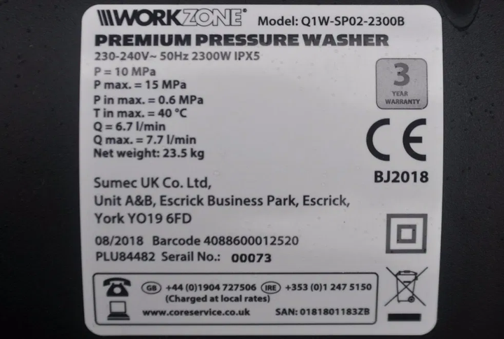 Мойка высокого давления 150 bar 2300W WORKZONE Q1W-SP02-2300 - изображение 6