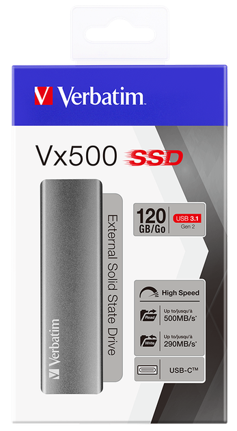 SSD диск Verbatim Vx500 120GB USB 3.1 Type-C (47441) External - изображение 3