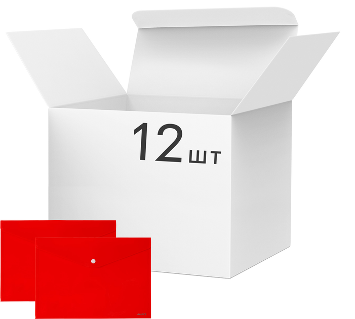 Набор папок на кнопке Axent А4 непрозрачных красных 12 шт (1412-24-А ...