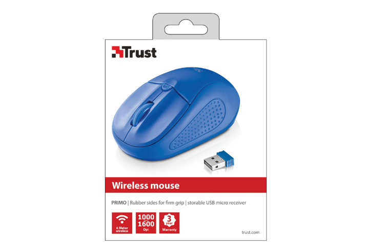 Миша TRUST Primo Wireless Mouse blue(20786) - Фото 2 Миша TRUST Primo Wireless Mouse blue(20786) - зображення 2