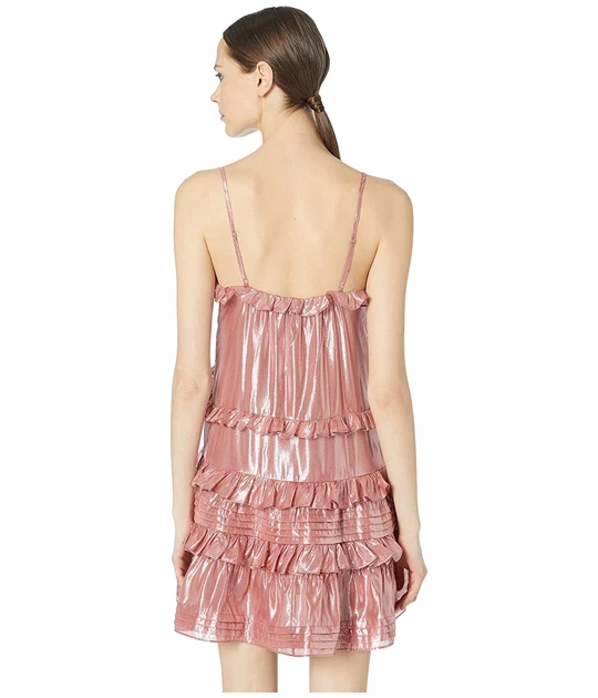 sachin and babi light blue dress Rebecca Taylor Metallic Chiffon Ruffle Dress