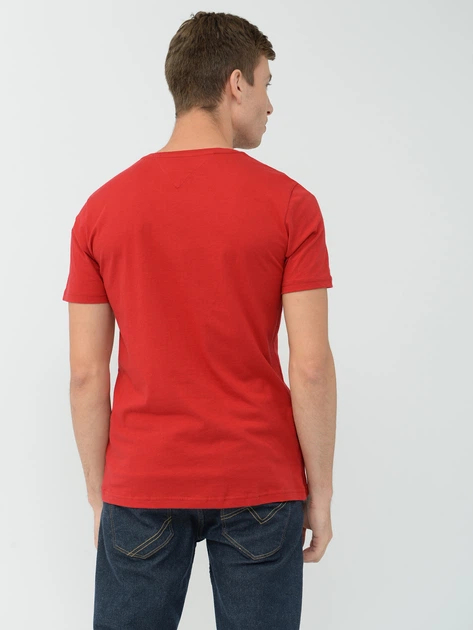 Футболка хлопковая длинная мужская Tommy Hilfiger 10024.3 L Красная - Фото 2 Футболка хлопковая длинная мужская Tommy Hilfiger 10024.3 L Красная - изображение 2