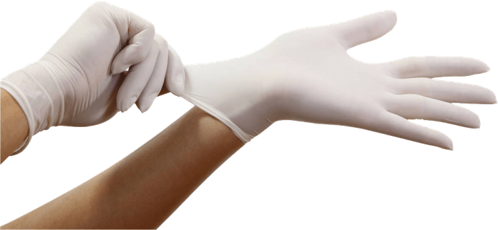 Перчатки латексные, смотровые, без пудры, нестерильные, AMPri Med Comfort 100 шт. L белый - изображение 1