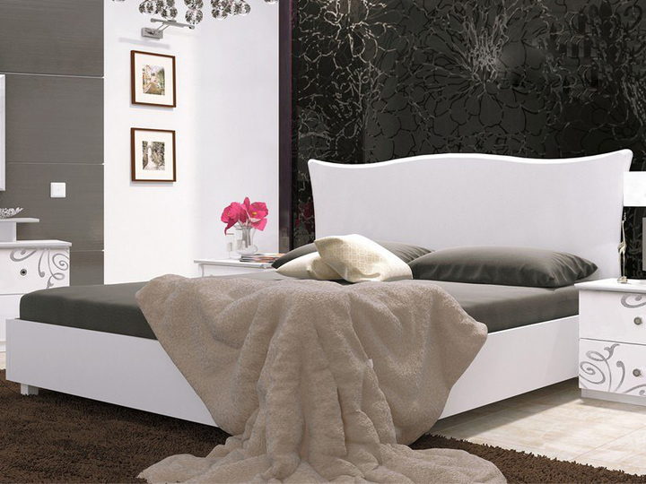 Кровать двуспальная с мягким изголовьем из ЛДСП 160x200 Богема BG-37-WB ...