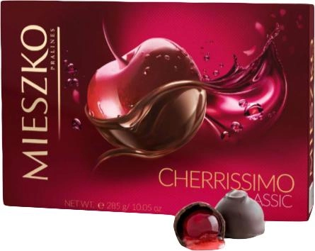 Конфеты шоколадные Mieszko Cherrissimo Classic Вишня с ликером 285 г (5900353618288) 