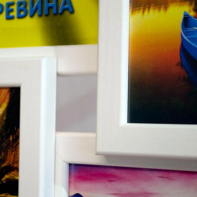 Деревянная мультирамка на 12 фото Путешествие маленькое, белая - изображение 2
