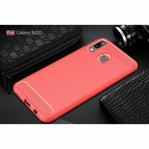 Силіконовий (TPU) чохол UniCase Carbon для Samsung Galaxy M20 (M205) - Red - зображення 2