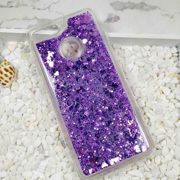Чехол Glitter для Huawei P Smart 2018 / FIG-LX1 / FIG-LA1 Бампер Жидкий блеск Фиолетовый - изображение 4