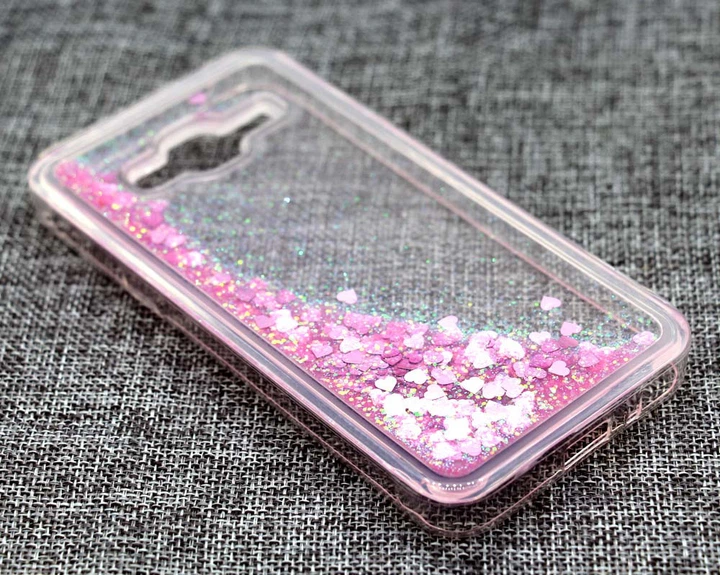 Чехол Glitter для Samsung Galaxy J7 2015 / J700 Бампер Жидкий блеск сердце розовый - Фото 3 Чехол Glitter для Samsung Galaxy J7 2015 / J700 Бампер Жидкий блеск сердце розовый - изображение 3