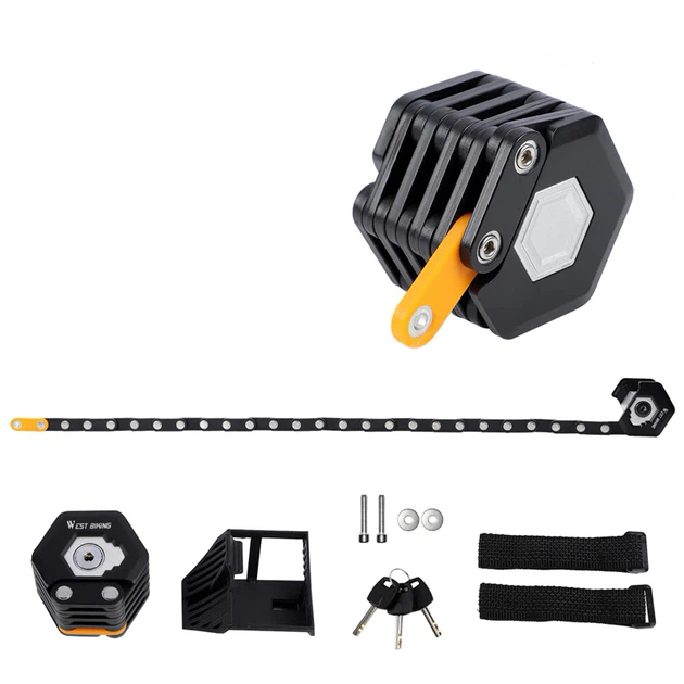 Замок велосипедный West Biking 0705045 3 ключа на раму надежный 0,85 m - изображение 8