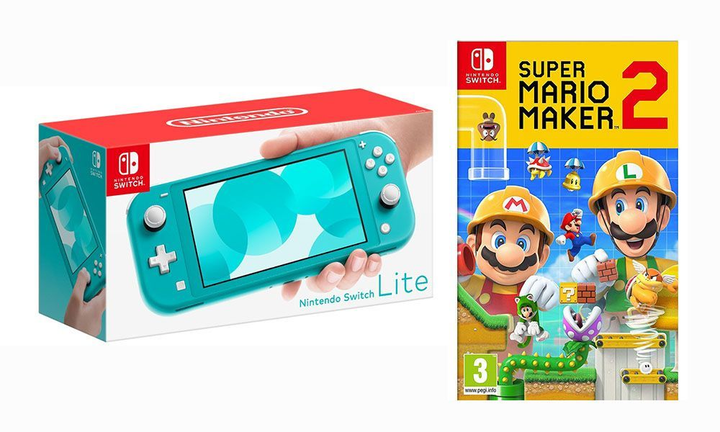Nintendo Switch Lite Turquoise + Super Mario Maker 2 – фото
