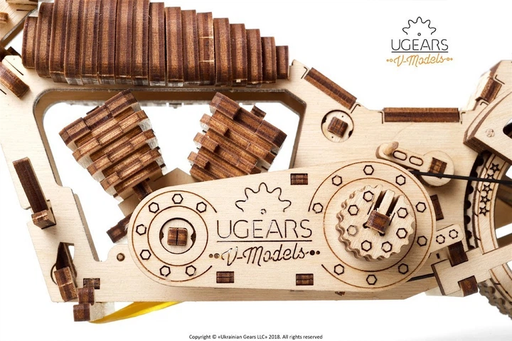 Механический деревянный 3D конструктор Ugears Байк VM-02 из фанеры (70051) - изображение 6