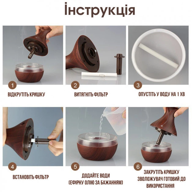 Увлажнитель воздуха-аромалампа iHealth с LED подсветкой темное дерево (5222HLTH) - изображение 5