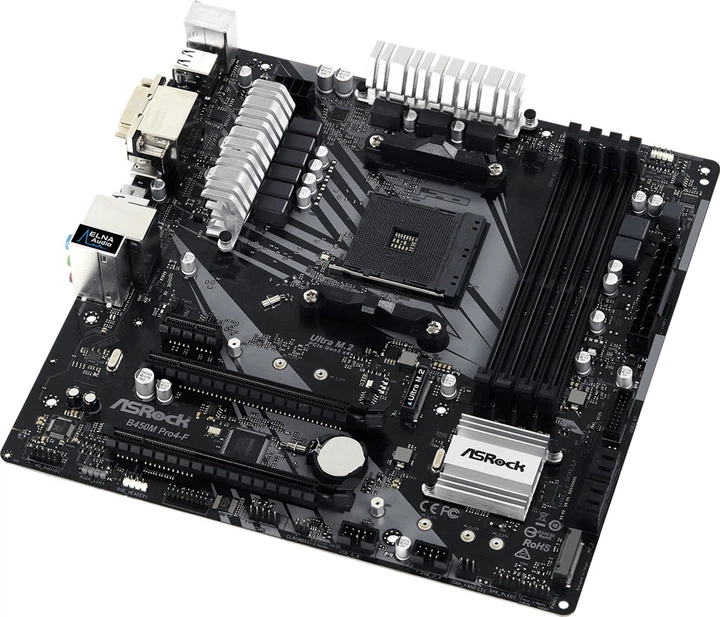 Материнская плата ASRock B450M Pro4-F (sAM4, AMD B450, PCI-Ex16