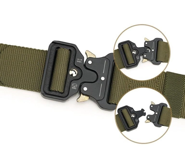 Ремінь тактичний Assault Belt з металевою пряжкою 145 см Зелений - зображення 2