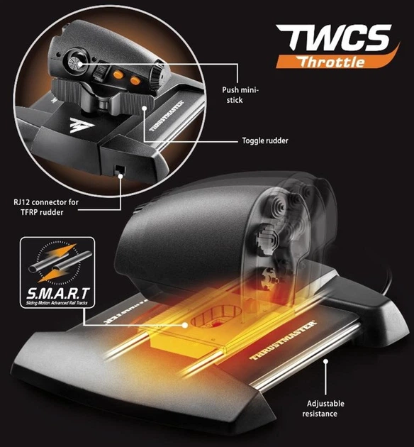 Джойстик Thrustmaster T.16000M FC Flight Pack Black/Orange (2960782) - зображення 9
