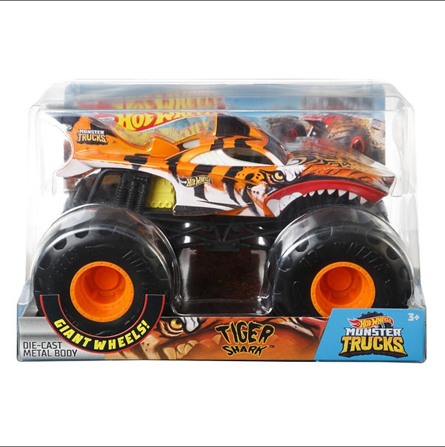 Джип Хот Вілс Монстр-Трак Тигрова Акула Hot Wheels Monster Trucks Tiger Shark 1:24 Mattel GCX21 - зображення 3