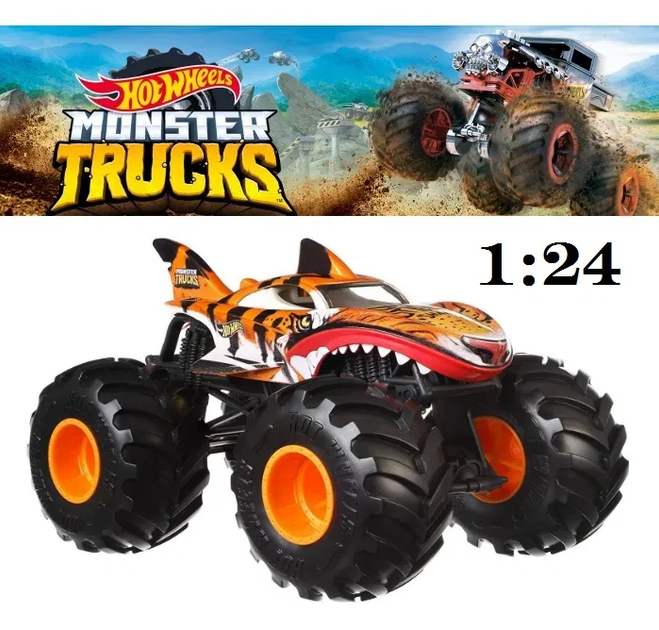 Джип Хот Вілс Монстр-Трак Тигрова Акула Hot Wheels Monster Trucks Tiger Shark 1:24 Mattel GCX21 - зображення 4