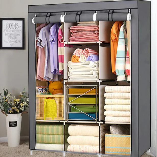 Складной каркасный тканевый шкаф Storage Wardrobe 88130, шкаф на три секции 130*45*175 - изображение 3