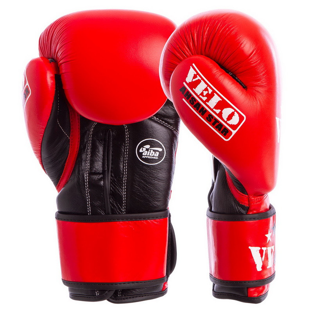 Боксерские перчатки профессиональные кожаные VELO AIBA АИБА На липучке ...