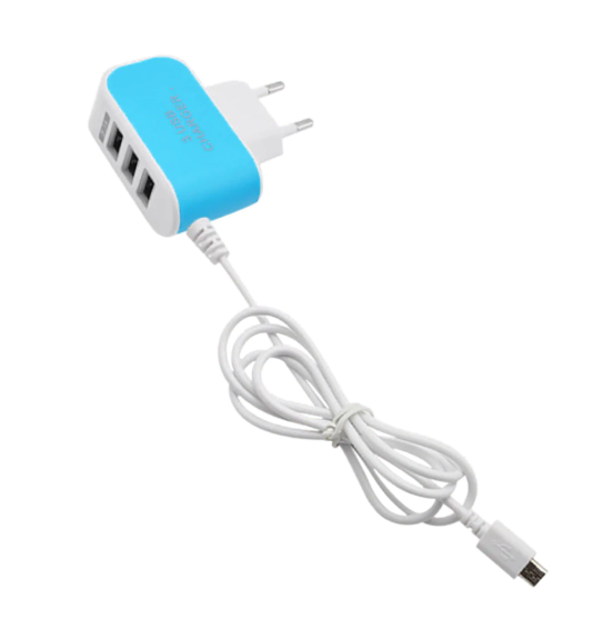 Зарядное устройство на 3 USB порта - Голубой (Арт. 5556) - Фото 1 Зарядное устройство на 3 USB порта - Голубой (Арт. 5556) - изображение 1